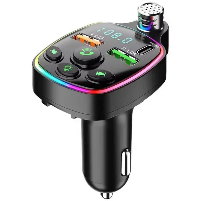 Modulator Auto Fm, Bluetooth, 12-24V, 1X Type C, 2X USB-A, 5V 3.1A, Incarcare Rapida Modulator Auto Fm, Bluetooth, 12-24V, 1X Type C, 2X USB-A, 5V 3.1A, Incarcare Rapida