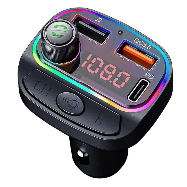 Modulator FM cu bluetooth, 2 USB+PD, Mp3, redare USB, functie handsfree, C14