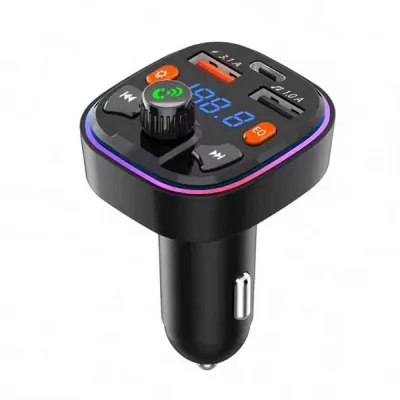 Modulator Auto Fm, Bluetooth, 12-24V, 1X Type C, PD18W, 2X USB-A, Incarcare Rapida, Led Rgb Modulator Auto Fm, Bluetooth, 12-24V, 1X Type C, PD18W, 2X USB-A, Incarcare Rapida, Led Rgb