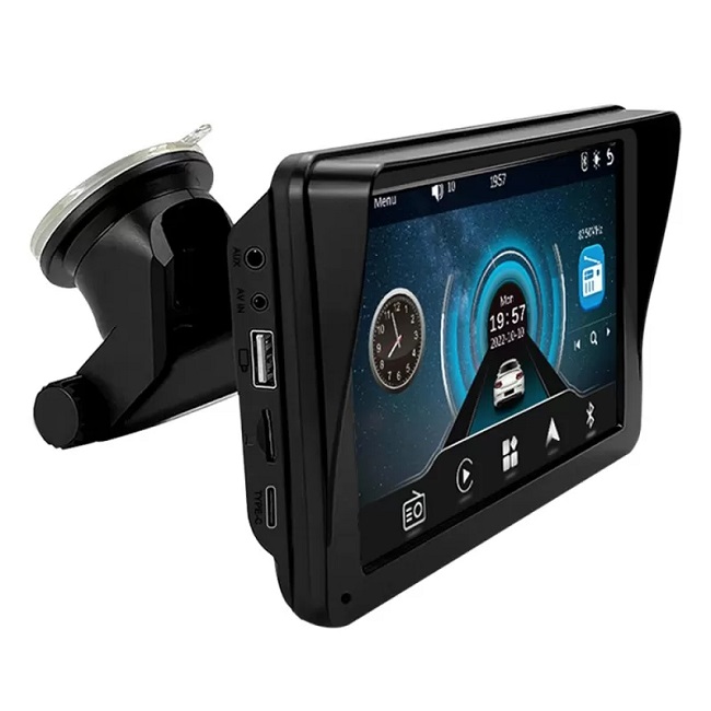 Navigatie Auto Portabila, Sistem Multimedia Apple Carplay/Android, Ecran Tactil, 7 Inch 1080P Full HD, Bluetooth, Mirror Link/Card TF/USB/AUX, Negru