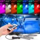 Kit 4 Benzi LED RGB Autoadezive cu Telecomanda si Functie Sonora, 12 Leduri