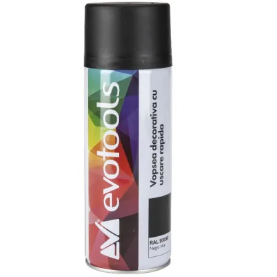 Spray vopsea Negru mat RAL 9005M 400 ml ETS Evotools