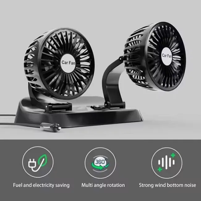 Ventilator Auto Dublu, 12V, 2 Ventilatoare Independente Rotative,2 Trepte Putere