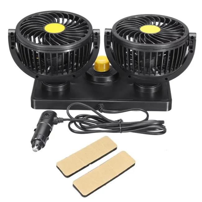 Ventilator auto dublu, 10W, 2 trepte de viteza, rotire 360°, silentios Ventilator auto dublu, 10W, 2 trepte de viteza, rotire 360°, silentios