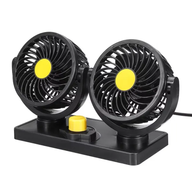 Ventilator auto dublu, 10W, 2 trepte de viteza, rotire 360°, silentios Ventilator auto dublu, 10W, 2 trepte de viteza, rotire 360°, silentios