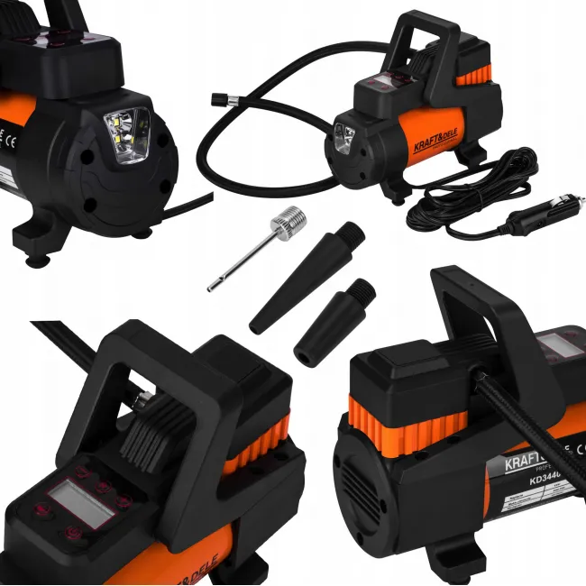 Compresor aer, auto, Kraft&Dele KD3440, 200 PSI, 45 L/min, 12 V, 168 W, lanterna, buton On/Off, manometru digital