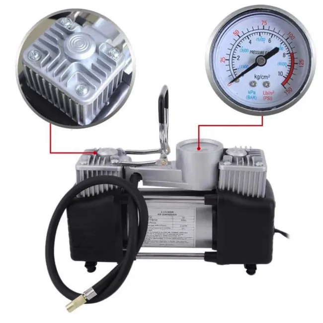 Compresor aer, auto, Lider® Premium, 150 PSI, 70 L/min, 12 V, lanterna, buton On/Off, manometru analog Compresor aer, auto, Lider® Premium, 150 PSI, 70 L/min, 12 V, lanterna, buton On/Off, manometru analog