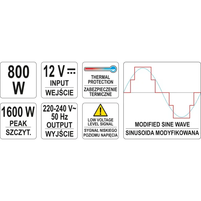 Invertor Tensiune 800W, YATO YT-81491