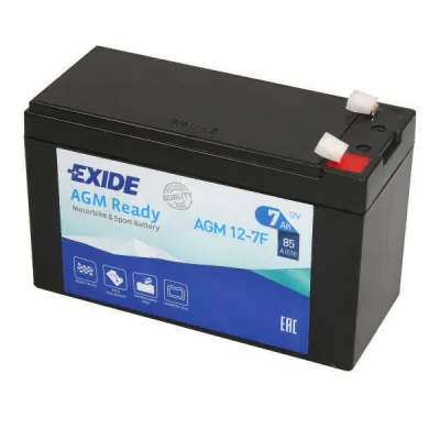 Baterie moto, 12V 7 Ah, 85A AGM EXIDE Fara intretinere AGM12-7F
