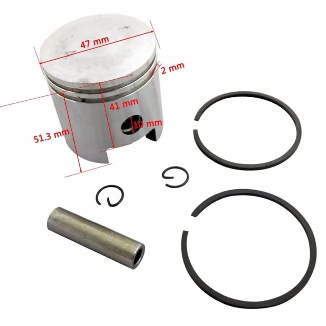 Kit piston motor bicicleta 80cc, 47 mm, bolt 10mm